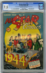 ALL STAR COMICS #21 (1944) CGC VF- 7.5 OWW SPECTRE ATOM