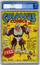 COLOSSUS COMICS #1 (1940) CGC FN+ 6.5 LTOW Pgs ONLY Ish