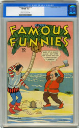 FAMOUS FUNNIES #124 (1944) CGC VF/NM 9.0 COW Pgs TURKEY