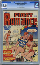 FIRST ROMANCE #1 (1949) CGC VF 8.0 OWW Pgs TWINS