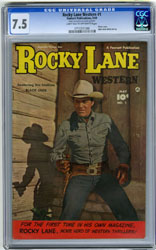 ROCKY LANE WESTERN #1 (1949) CGC VF- 7.5 LTOW Pgs PHOTO