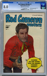 ROD CAMERON WESTERN #1 (1950) CGC VF 8.0 COW Pgs PHOTO