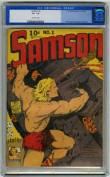 SAMSON #1 (1940) CGC VF- 7.5 OW Pgs TUSKA POWELL Art