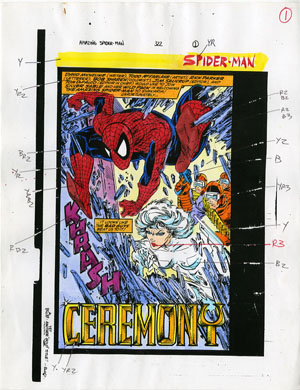 COLOR GUIDE for SPIDER-MAN #322 Pg 1 Todd McFARLANE '89