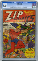 ZIP COMICS #1 (1940) CGC FN 6.0 COW Pgs STEEL STERLING