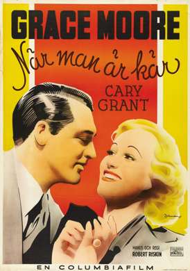 WHEN YOU'RE IN LOVE 1937 SWEDISH ONE-SHEET CARY GRANT