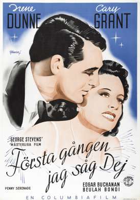 PENNY SERENADE 1941 SWEDISH ONE SHEET Poster CARY GRANT