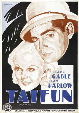 RED DUST 1932 SWEDISH 1-SHEET Poster CLARK GABLE HARLOW