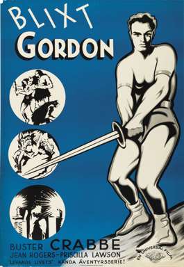 FLASH GORDON  R-1944 SWEDISH 1-SHEET - Buster CRABBE