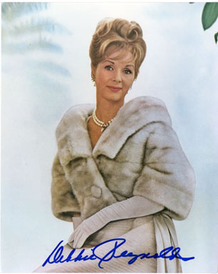 DEBBIE REYNOLDS AUTOGRAPH on PORTRAIT PHOTO MINK STOLE