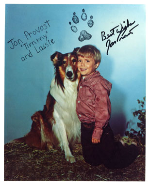 JON PROVOST (TIMMY) AUTOGRAPH on COLOR LASSIE PHOTO