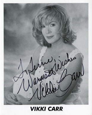VIKKI CARR AUTOGRAPH on PORTRAIT PHOTOGRAPH