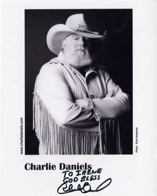 CHARLIE DANIELS AUTOGRAPH on PHOTO Devil Went Down 2 GA