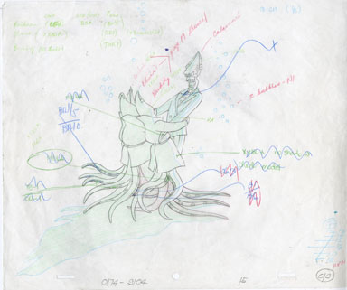 FISH POLICE  ANIMATION PROD DRAWING ORIG ART CALAMARI 1