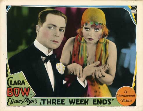 THREE WEEK ENDS (1928) Lobby Card CLARA BOW