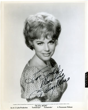 TERRY MOORE AUTOGRAPH on BLACK SPURS PHOTOGRAPH