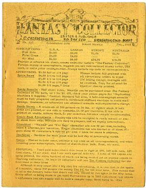 FANTASY COLLECTOR #110 FANZINE (1968) ADZINE