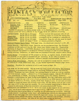 FANTASY COLLECTOR #117 FANZINE (1968) ADZINE