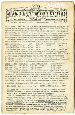 FANTASY COLLECTOR #126 FANZINE (1969) ADZINE