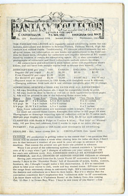 FANTASY COLLECTOR #129 FANZINE (1969) ADZINE