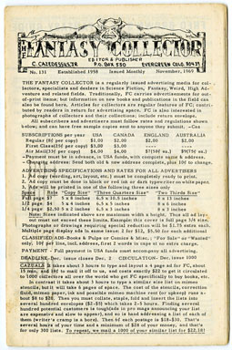FANTASY COLLECTOR #131 FANZINE (1969) ADZINE