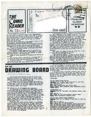 COMIC READER #72 FANZINE (1969) 15 Cent COMICS