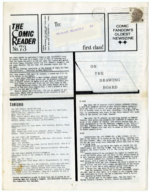 COMIC READER #73 FANZINE (1969) JOE ORLANDO ABEL Sketch