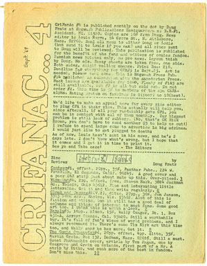 CRIFANAC #4 (1969) FANZINE Personalzine WONDER MAN