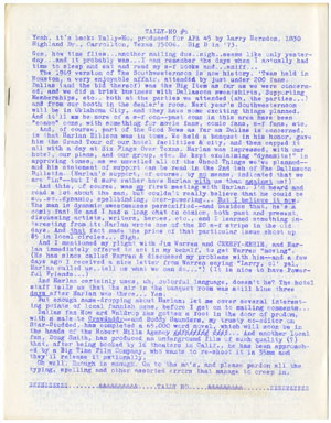 TALLY-HO # 5 FANZINE 1969 LARRY HERNDON HARLAN ELLISON