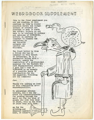 WEIRDBOOK SUPPLEMENT #1 FANZINE (1968)  LETTERS