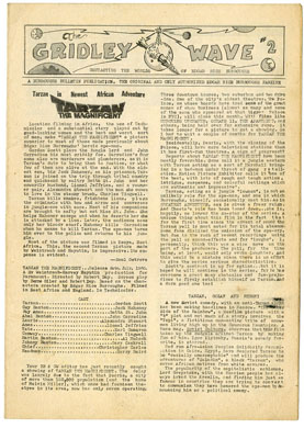 GRIDLEY WAVE #2 FANZINE (1960) E.R. BURROUGHS TARZAN