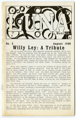 LUNA #3 FANZINE (1969) SCIENCE FICTION LIT ZINE