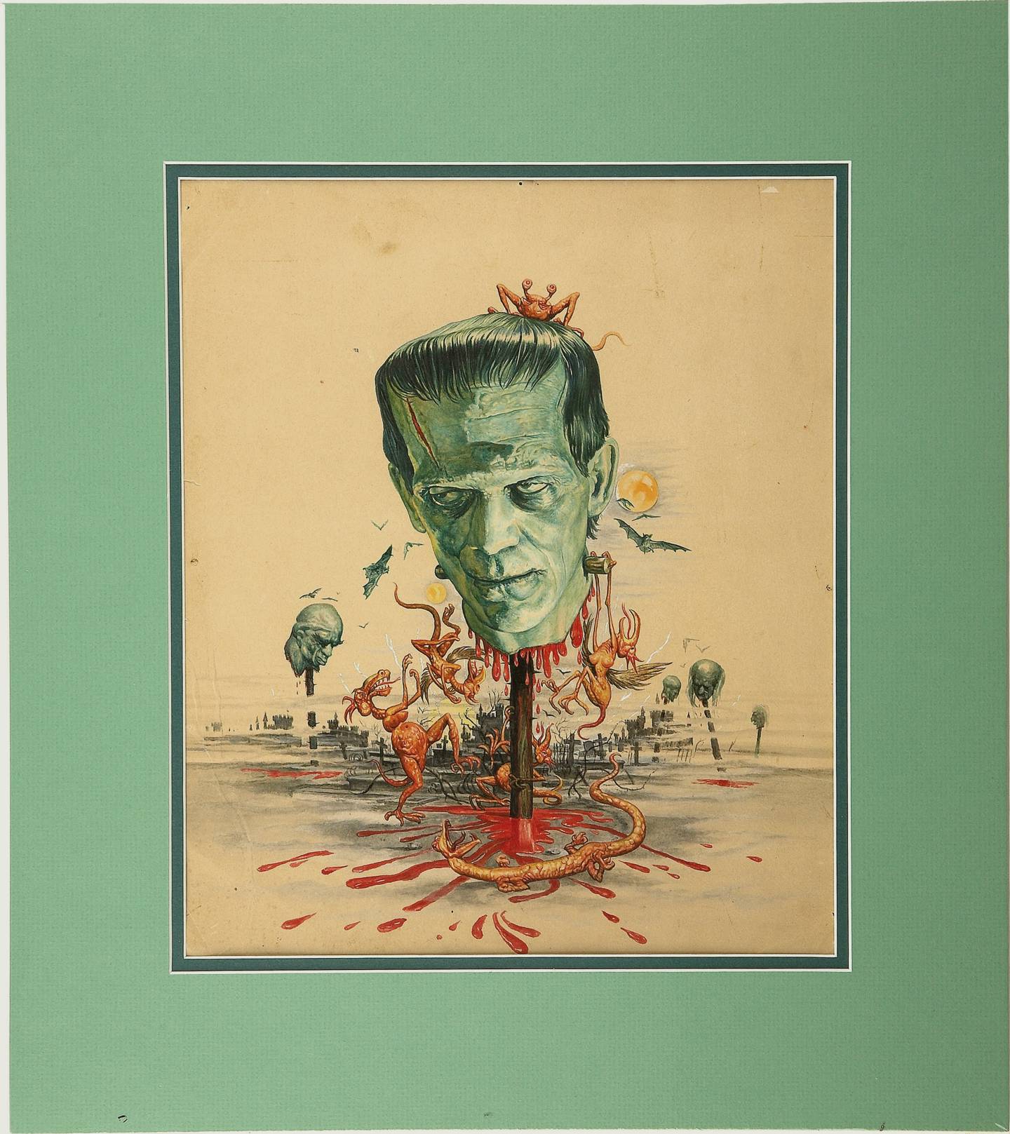 JOSH KIRBY - FRANKENSTEIN / KARLOFF ORIG PAINTED ART