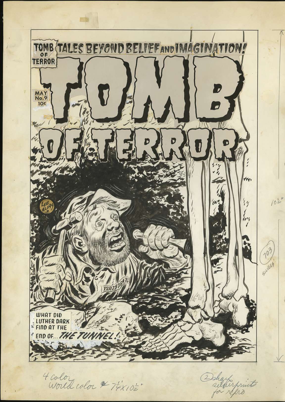LEE ELIAS - TOMB OF TERROR #9 COVER ORIGINAL ART 1953