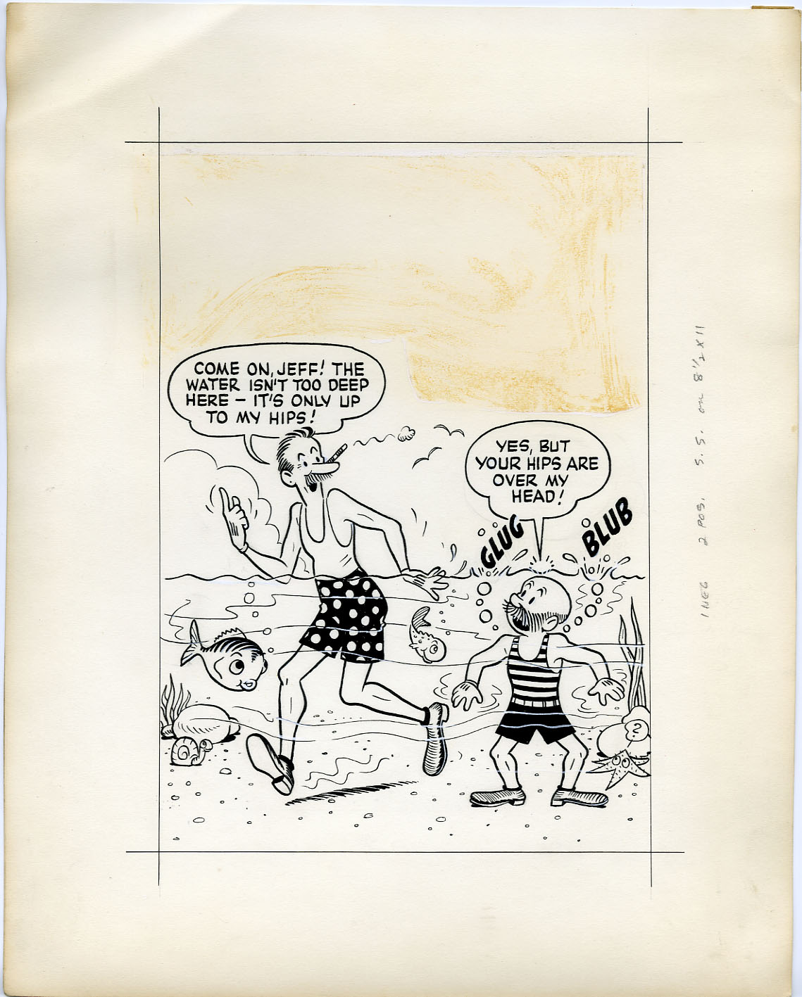 AL SMITH (att) - MUTT & JEFF COVER ORIG ART - THE BEACH