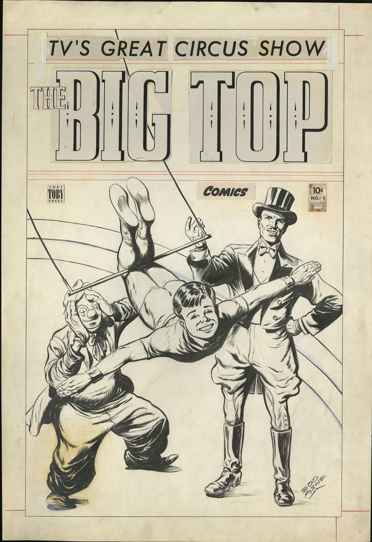 EDD ASHE - THE BIG TOP #1 COVER ORIGINAL ART 1951