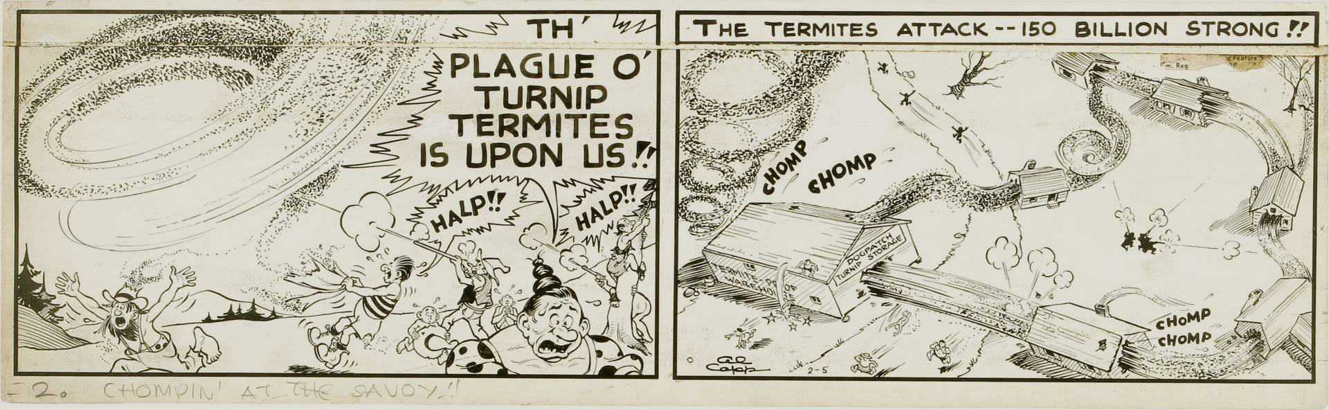 AL CAPP STUDIOS -LI'L ABNER DAILY STRIP ORIG ART 2-5-46