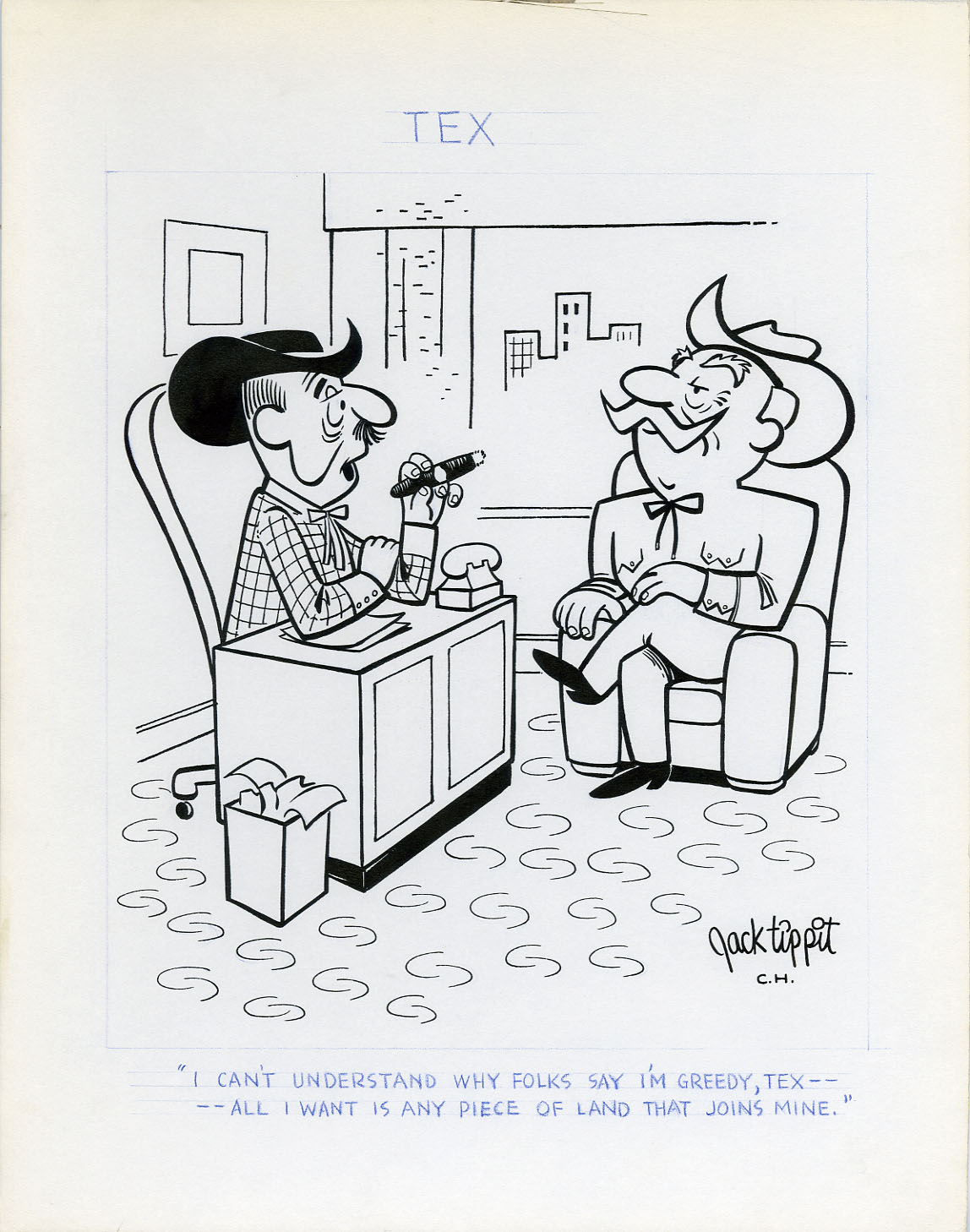 JACK TIPPIT - TEX DAILY STRIP 1970s GREEDY LANDOWNERS