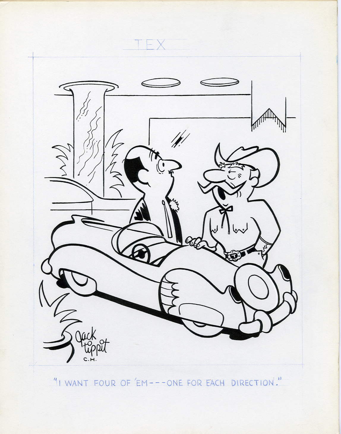 JACK TIPPIT - TEX DAILY STRIP 1970s LUXURY SPORTS CARS