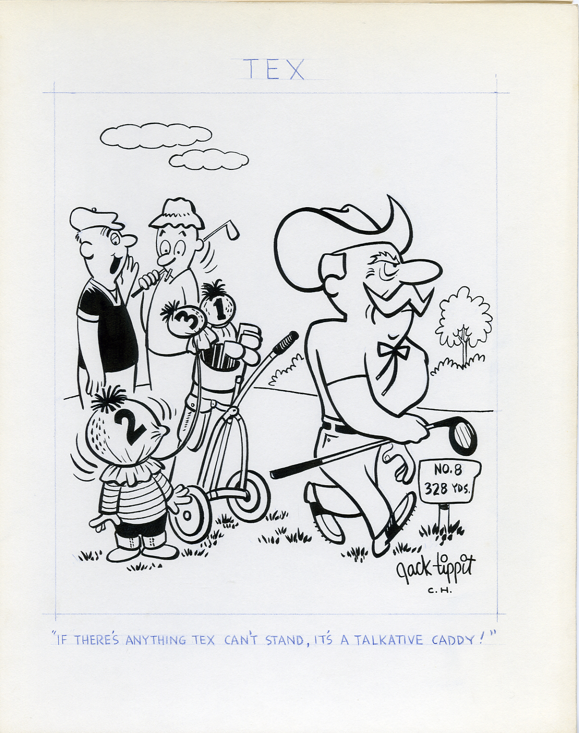 JACK TIPPIT - TEX DAILY STRIP 1970s GOLF / BAD CADDY