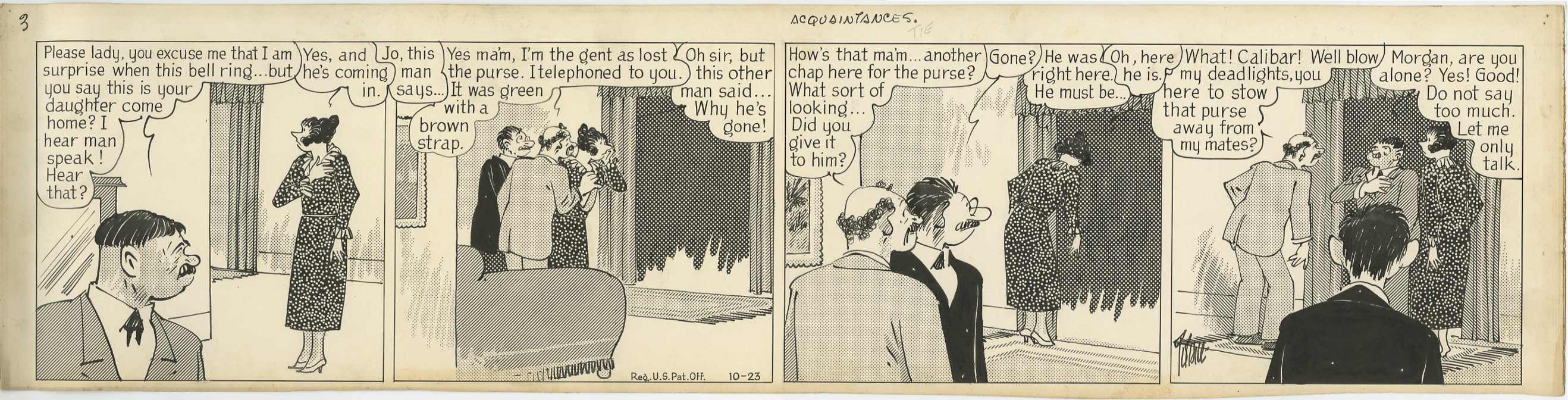 H.J. TUTHILL -BUNGLE FAMILY DAILY ORIG ART 1930s PURSE