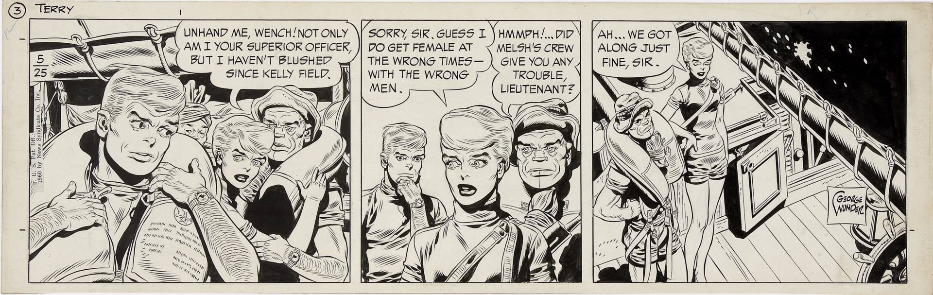 GEORGE WUNDER -TERRY & THE PIRATES DAILY STRIP 5-25-60