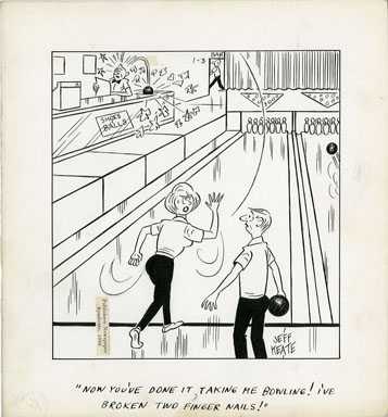 JEFF KEATE - TIME OUT ORIG ART 1-3-66 BOWLING / NAILS