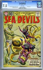 SEA DEVILS #1 (1961) CGC VF- 7.5 WHT Pg GREY Tone Cover