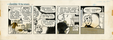 BOB MONTANA - ARCHIE DAILY ORIG ART 3-21-74 KISSINGER