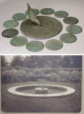 TIFFANY AMERICAN BRONZE GARDEN SUNDIAL & HOUR PLAQUES
