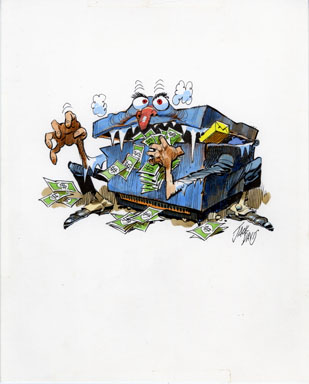 JACK DAVIS - HUNGRY FREEZER ILLUSTRATION ORIG ART