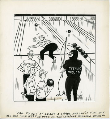 JEFF KEATE - TIME OUT PANEL ORIGINAL ART 9-11 BOWLING / TITANIC MFG. CO.