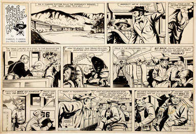 CHARLES FLANDERS - LONE RANGER SUNDAY ORIG ART 4-14-63