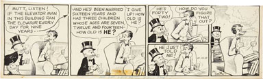 AL SMITH - MUTT & JEFF DAILY ORIG ART 10-29-55 ELEVATOR